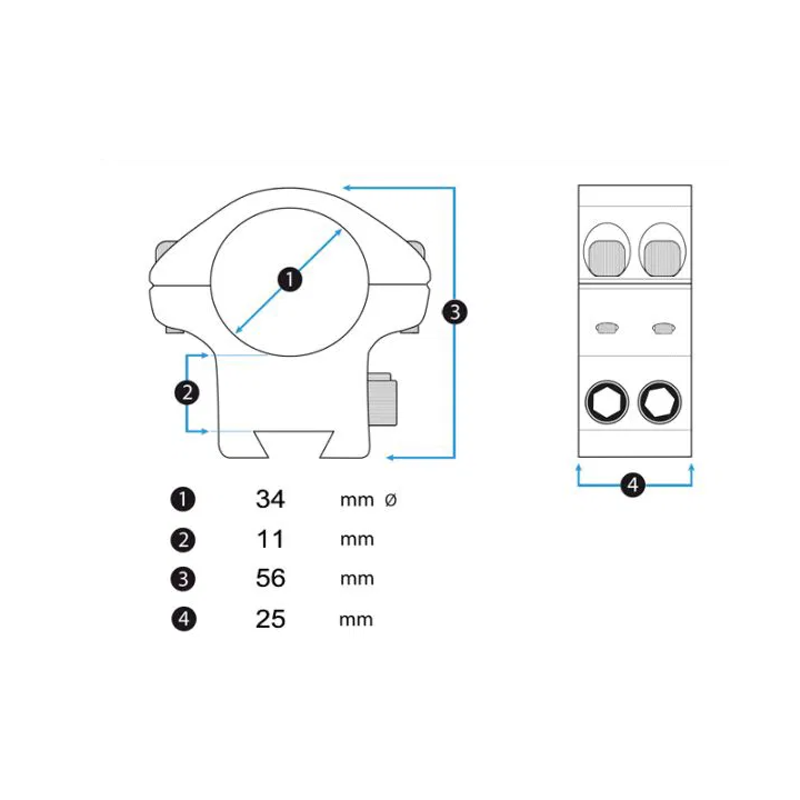 Colliers Wheeler 34 mm Medium Picatinny avec niveau à bulle intégré