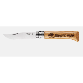 Couteau Opinel N°08 Animalia Cerf 8,5 cm chêne gravé | Armurerie MAGGI
