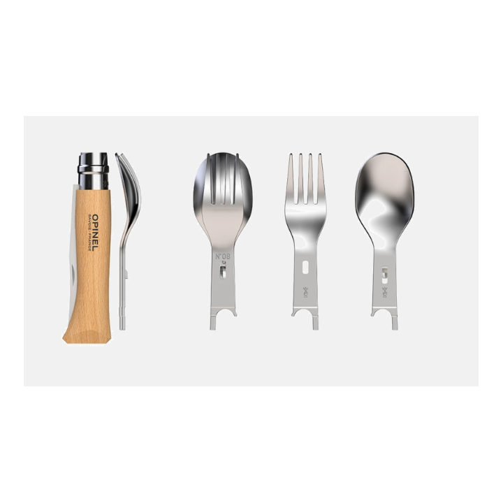 Set Opinel Picnic+ complet Couteau N°08, fourchette et cuillère Étui serviette