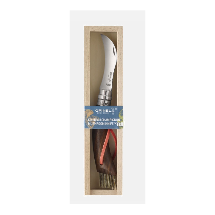 Couteau Opinel N°08 Champignon noyer noir Brosse à champignons Plumier bois