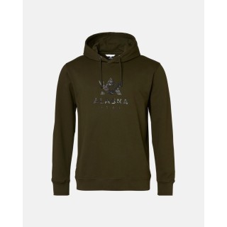 Sweat à capuche Alaska 1795 Camo Logo Ms Hoodie Night Green 100 % coton