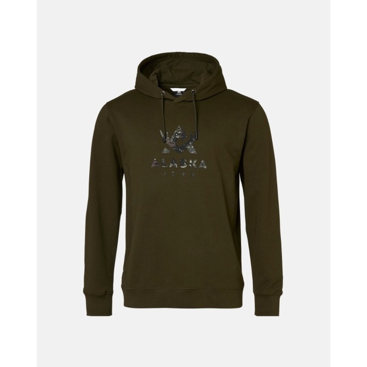 Sweat à capuche Alaska 1795 Camo Logo Ms Hoodie Night Green 100 % coton