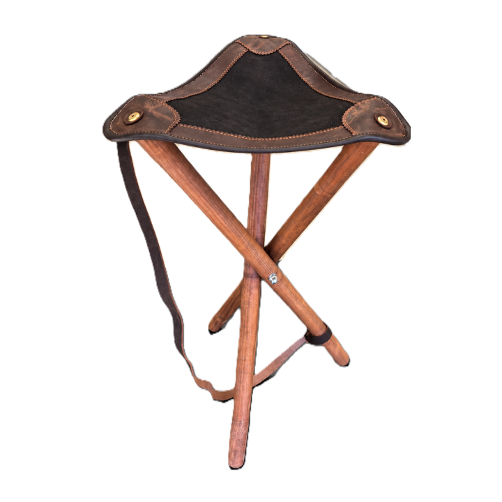 Tabouret pliant 3 pieds Assise cuir Hauteur 70 cm | Armurerie MAGGI