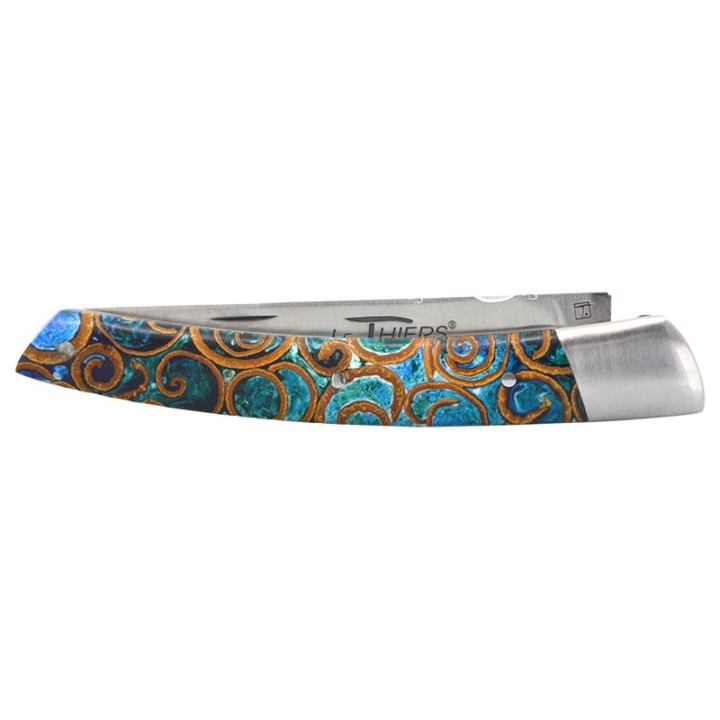 Couteau Le Thiers 1 pièce Chevalerias Cannelle Turquoise 110 mm